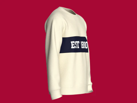 Men Printed Sweatshirt With Patch - EST 1890 3D Model