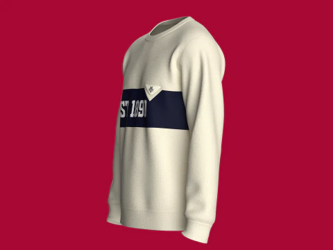 Men Printed Sweatshirt With Patch - EST 1890 3D Model