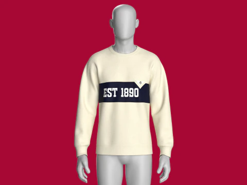 Men Printed Sweatshirt With Patch - EST 1890 3D Model