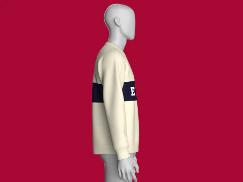 Men Printed Sweatshirt With Patch - EST 1890 3D Model