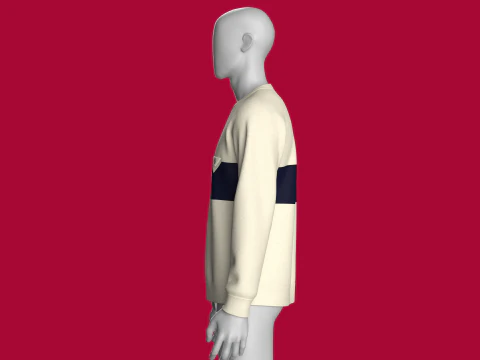 Men Printed Sweatshirt With Patch - EST 1890 3D Model