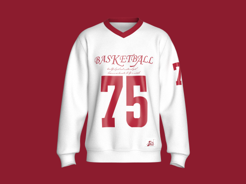 メンズ レッド プリント バスケットボール スウェットシャツ 3Dモデル