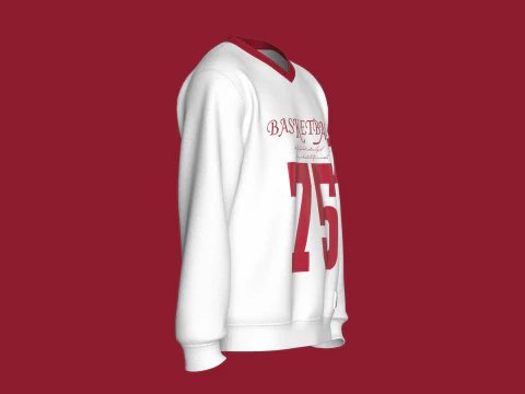 Men Red Printed Basketball Sweatshirt 3D Model