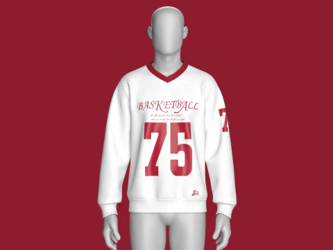 Men Red Printed Basketball Sweatshirt 3D Model