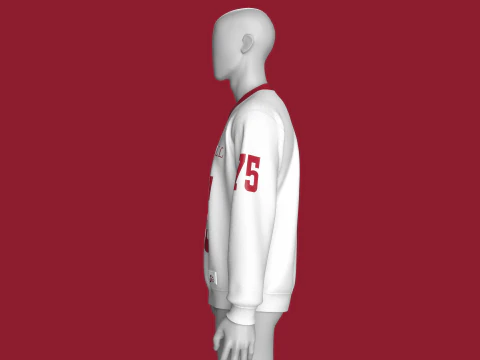 Men Red Printed Basketball Sweatshirt 3D Model