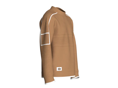 Men Ribbed Sweatshirt With Patch 3D Model