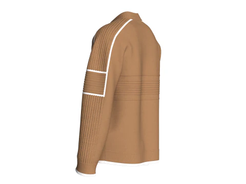 Men Ribbed Sweatshirt With Patch 3D Model