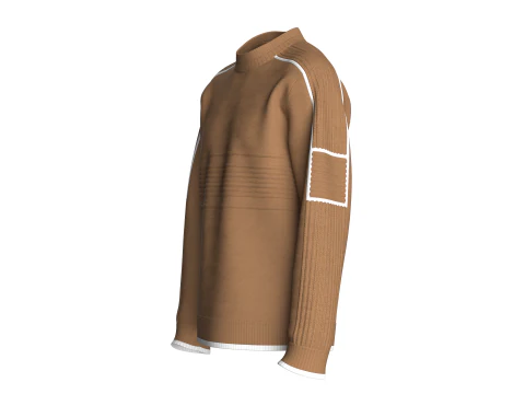 Men Ribbed Sweatshirt With Patch 3D Model