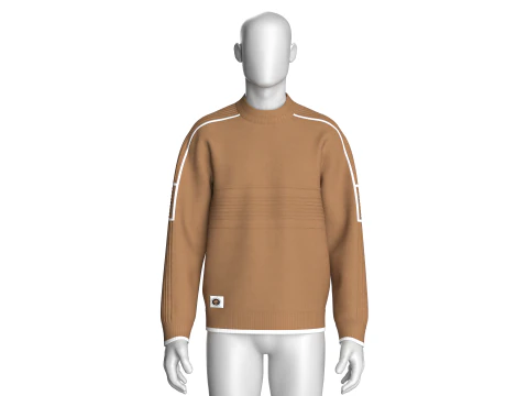 Men Ribbed Sweatshirt With Patch 3D Model
