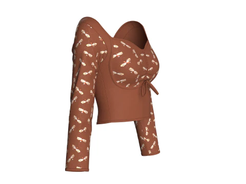 Girls Printed Cute Criss Cross Top V3 3D Model