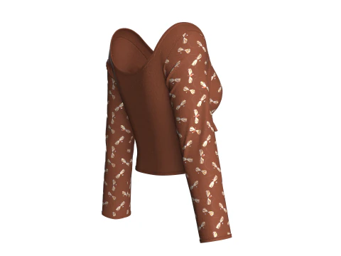 Girls Printed Cute Criss Cross Top V3 3D Model