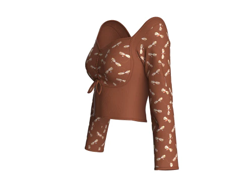 Girls Printed Cute Criss Cross Top V3 3D Model