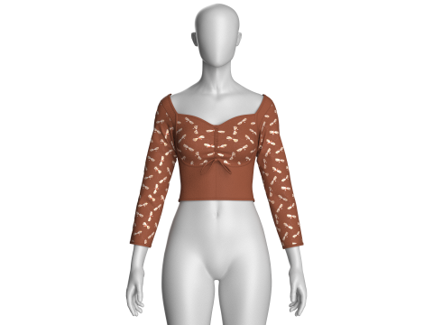 गर्ल्स प्रिंटेड क्यूट क्रिस क्रॉस टॉप V3 3D मॉडल