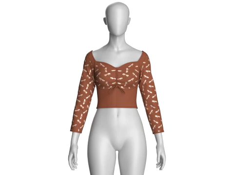 Girls Printed Cute Criss Cross Top V3 3D Model