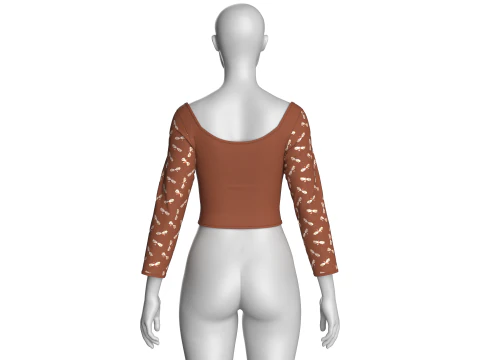 Girls Printed Cute Criss Cross Top V3 3D Model