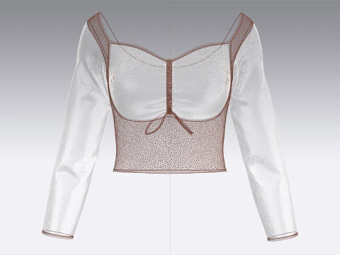 Girls Printed Cute Criss Cross Top V3 3D Model