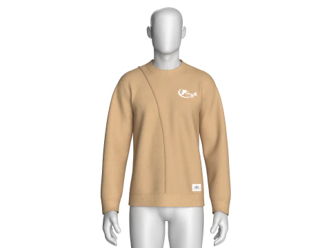 Men Printed Sweatshirt with Patch - BOARDING 3D Model