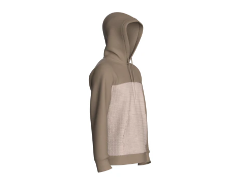 Men Kangaroo Pocket Hoodie With Patch 3D Model