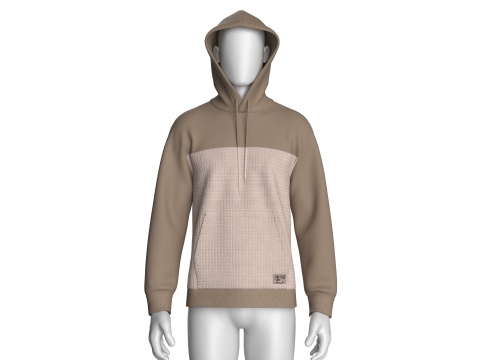Men Kangaroo Pocket Hoodie With Patch 3D Model