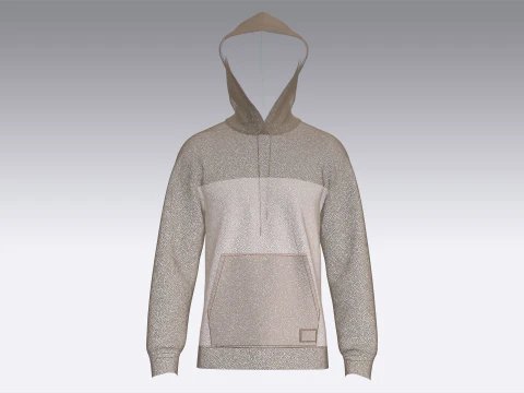 Men Kangaroo Pocket Hoodie With Patch 3D Model