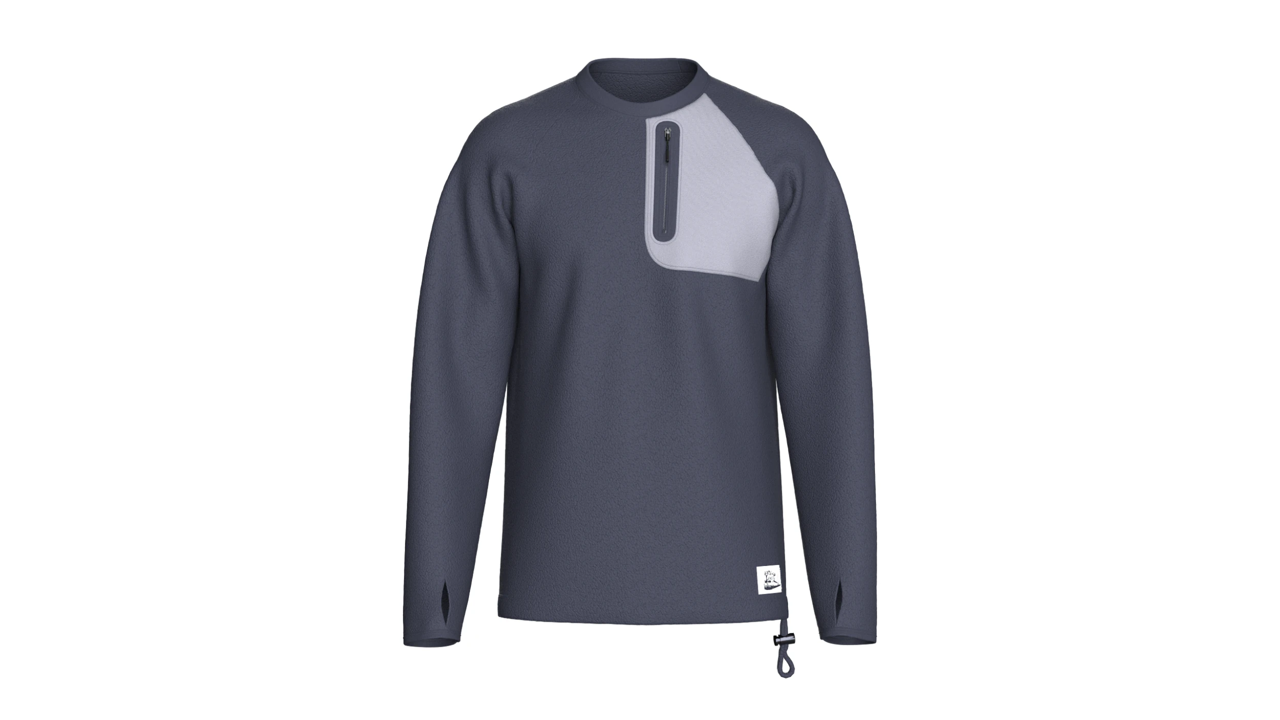 Men Raglan Zip Pocket Sweatshirt With Patch 3D Model .c4d .max .obj .3ds .fbx .stl .blend 