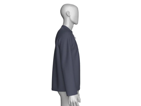 Men Raglan Zip Pocket Sweatshirt With Patch 3D Model