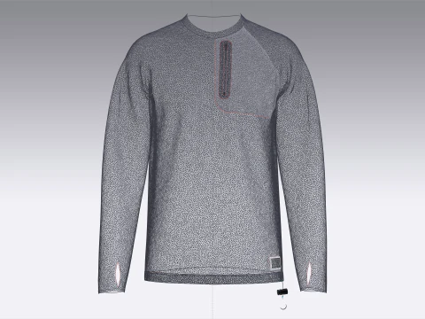 Men Raglan Zip Pocket Sweatshirt With Patch 3D Model