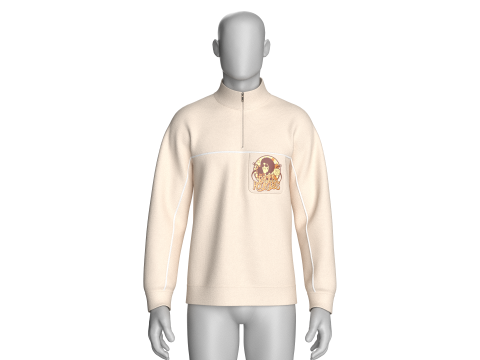 Men Half Zip Jacket With Printed Pocket 3D Model