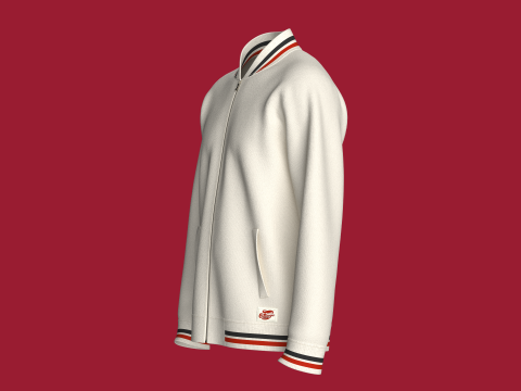 Gestreept herenjack met patch 3D Model