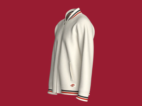 Men Striped Jacket With Patch 3D Model