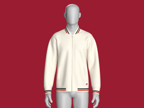 Gestreept herenjack met patch 3D Model