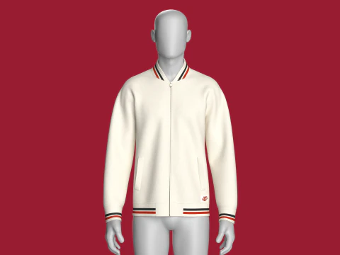 Men Striped Jacket With Patch 3D Model