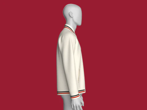 Men Striped Jacket With Patch 3D Model