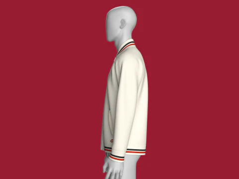 Men Striped Jacket With Patch 3D Model