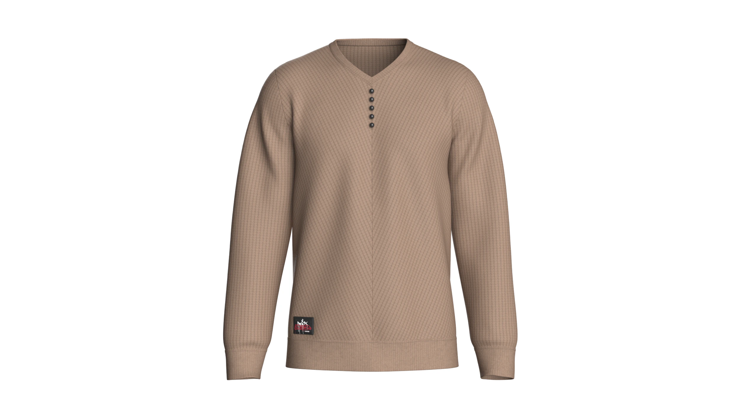 Men Henley Sweater With Patch 3D Model .c4d .max .obj .3ds .fbx .stl .blend 