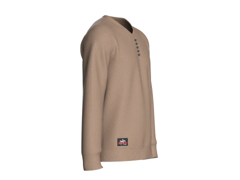 Men Henley Sweater With Patch 3D Model