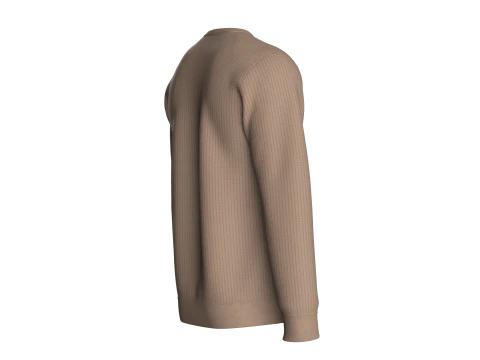 Men Henley Sweater With Patch 3D Model