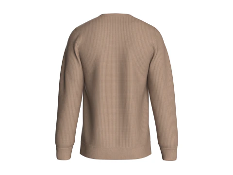 Men Henley Sweater With Patch 3D Model