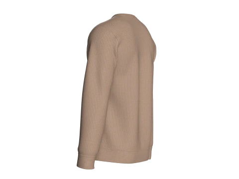Men Henley Sweater With Patch 3D Model