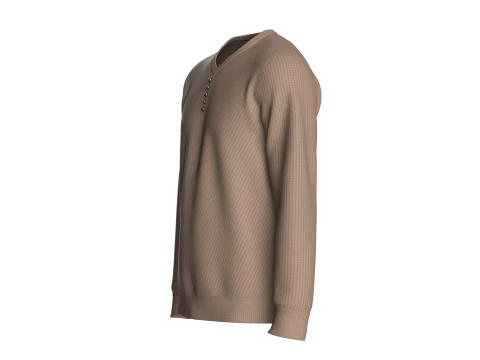 Men Henley Sweater With Patch 3D Model