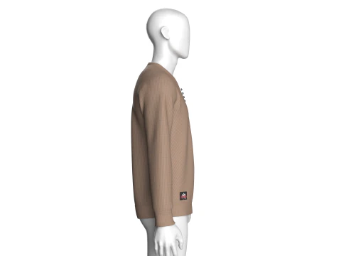 Men Henley Sweater With Patch 3D Model