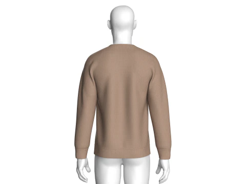 Men Henley Sweater With Patch 3D Model