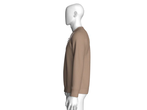 Men Henley Sweater With Patch 3D Model