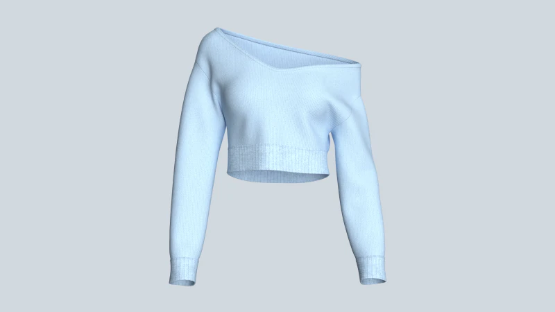 Top curto feminino com gola longa Modelo 3D .c4d .max .obj .3ds .fbx .stl .blend