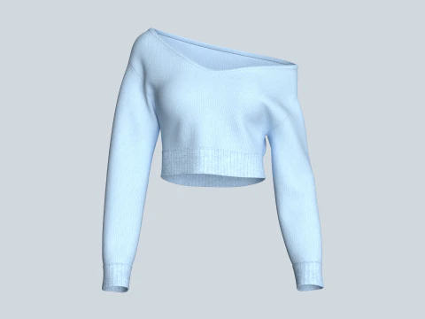 Top curto feminino com gola longa Modelo 3D