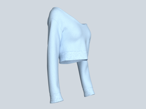 Top curto feminino com gola longa Modelo 3D