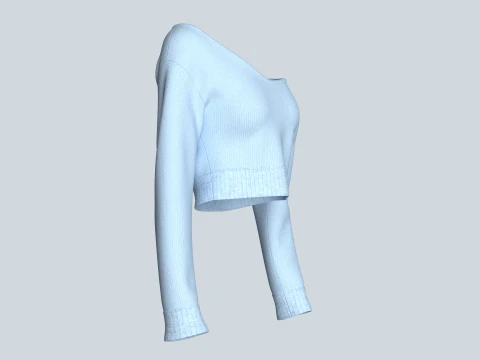 Top curto feminino com gola longa Modelo 3D