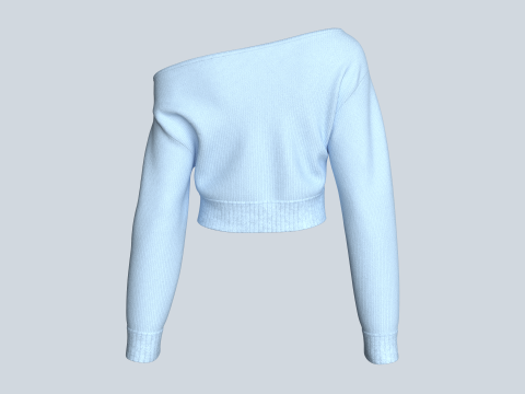 Top curto feminino com gola longa Modelo 3D