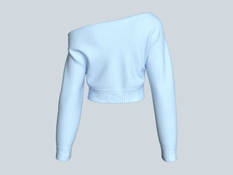 Top curto feminino com gola longa Modelo 3D