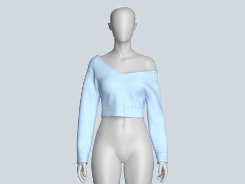 Top curto feminino com gola longa Modelo 3D